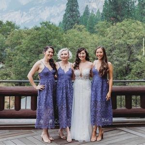 Navy eyelet dress with shorter liner underneath